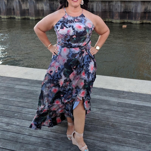 badgley mischka floral essex maxi